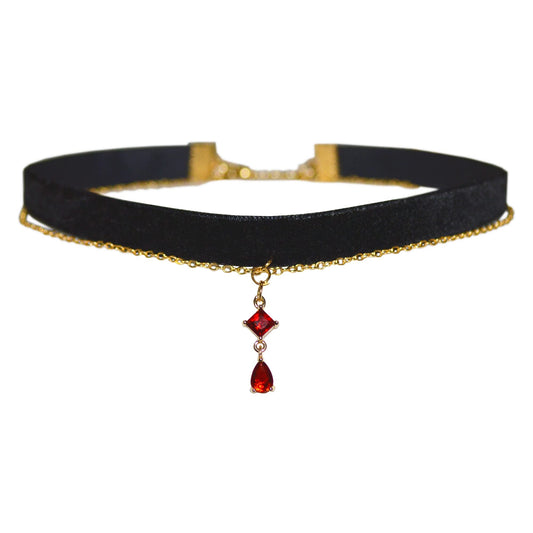 MOMOCAT Black Velvet Red Pendant Choker Necklace for Women Gothic Lace Chokers Necklace Witch Bride Vampire Accessories Aesthetic kawaii Jewelry for Women Teen Girls