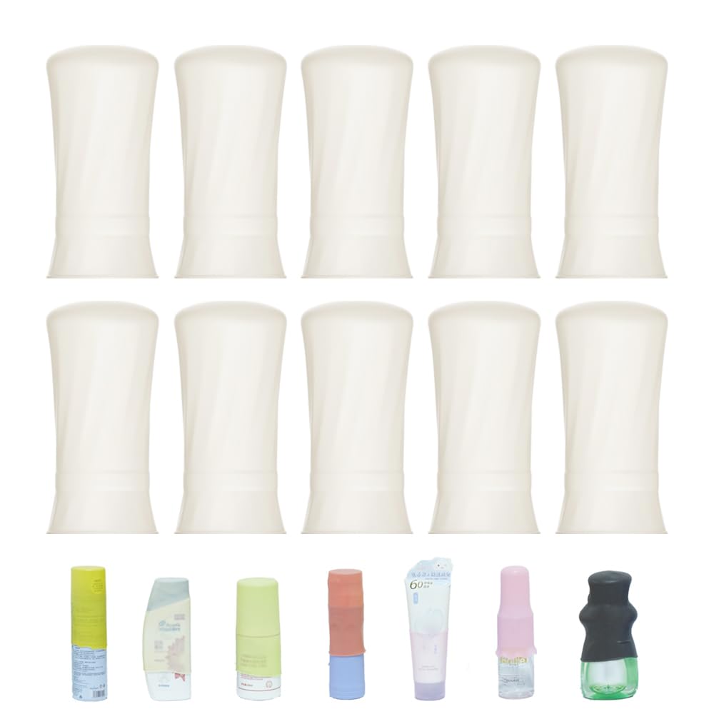 Silicone Travel Bottle Covers,8 Pack Container Sleeves,Stretching Accessories for Shampoo Lotion Conditioner Wash Body Bottles(Blue/Black/White/Pink)