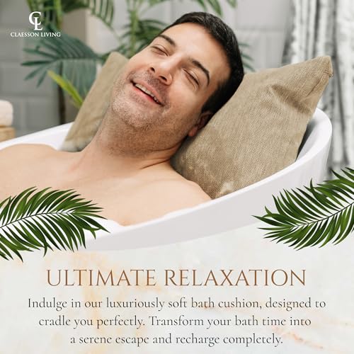 Luxury Bath Pillow for Tub - Thick and Comfortable Bathtub Pillow Support for Head and Neck and Back - Washable Quick-Drying Bath Pillows - Bath Cushion for Home Spa - Fits Any Bathtub - Sand