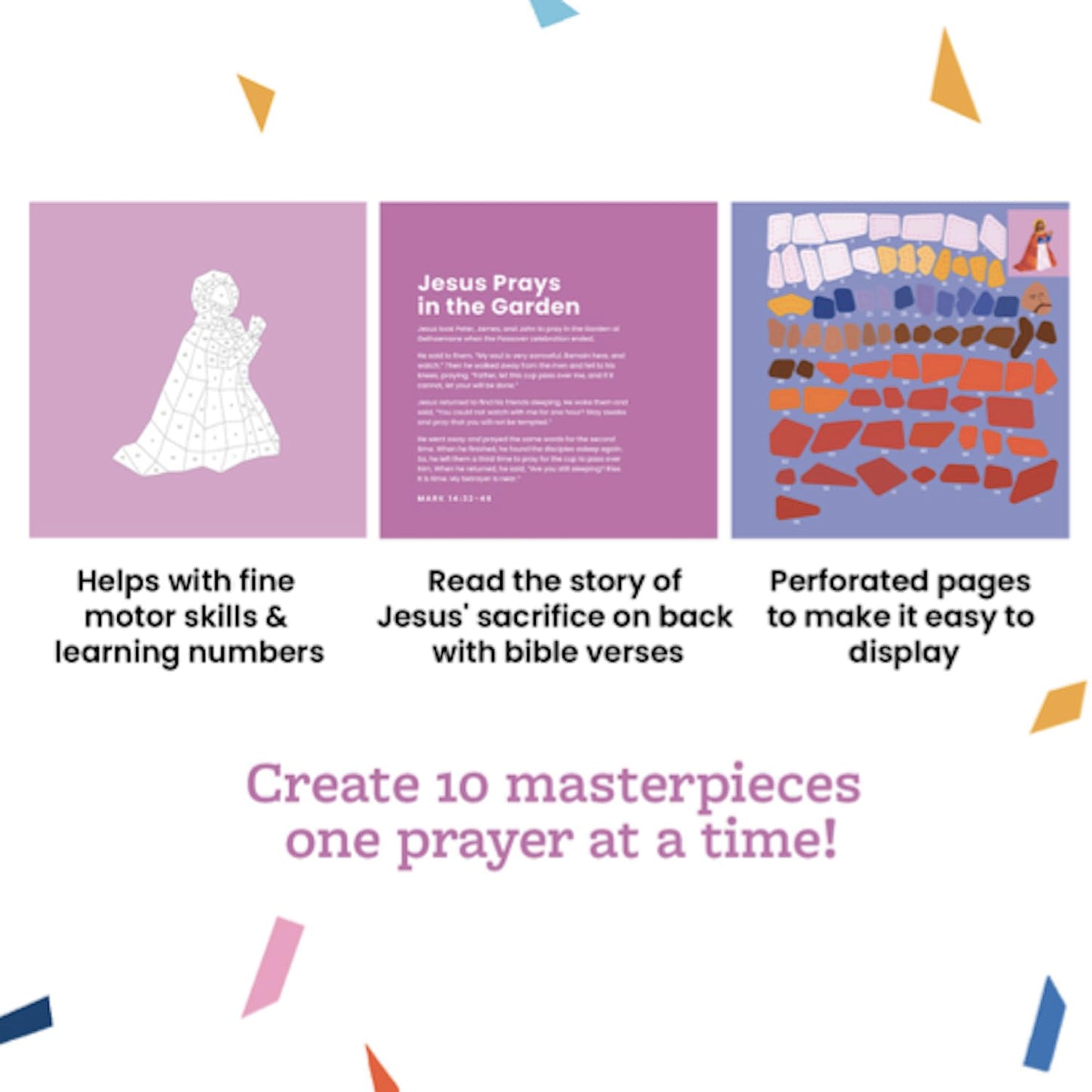 PRAY BY STICKER Book - Story of The Cross Religious Activity - Interactive Faith-Based Learning with Stickers - 9" x 9" Educational & Spiritual Book - Lent & Easter Gift