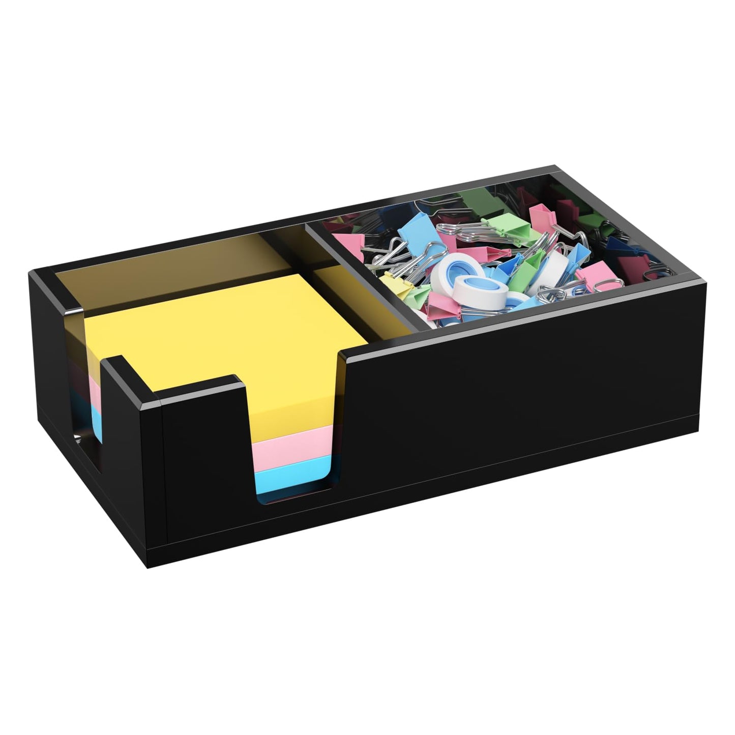 Acrylic Sticky Note Holder, Self-Stick Note Pad Holder W/O Pads - Note Dispenser Memo Pad Holder Desk Organizer for School Office Home (3''x3'' Clear)