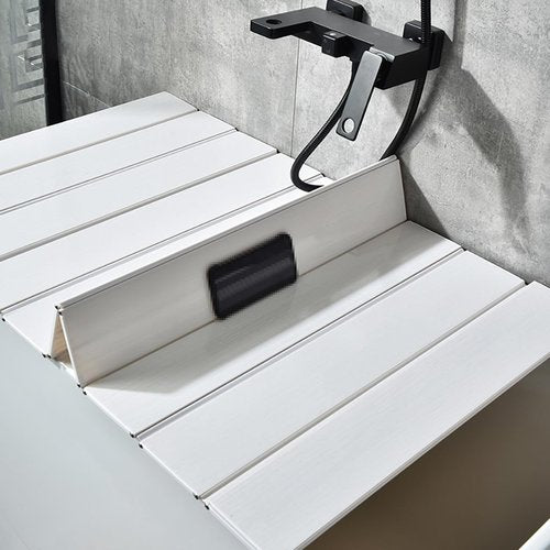Adjustable Foldable Dust-Proof Bathtub Cover White,Waterproof Shutter Bathtub Tray & Laptop Desk 2 in 1 Fits Most Tubs,Modern Bath Tub Racks for Home (0.8Mx1.5M(31.5"x59"), 0.24in Thick)