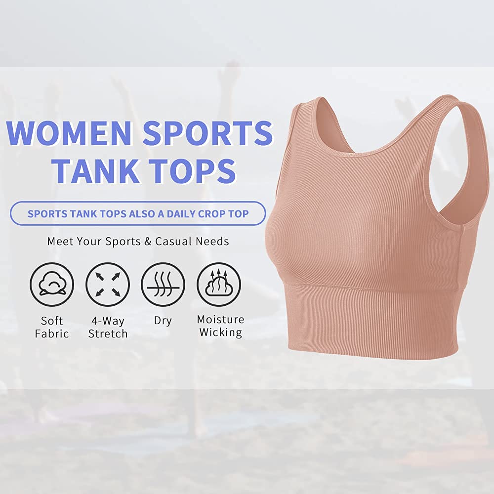 Workout Crop Tank Tops for Women Solid Comfort Sleeveless Shirts for Casual Sports Fitness Yoga Reversible Ribbed Tops Pink S