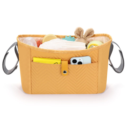 Accmor Universal Stroller Organizer, Stroller Bag Stroller Caddy Organizer, Stroller Accessories Fits for Uppababy, Baby Jogger, Nuna, Doona, Britax Strollers, Brown