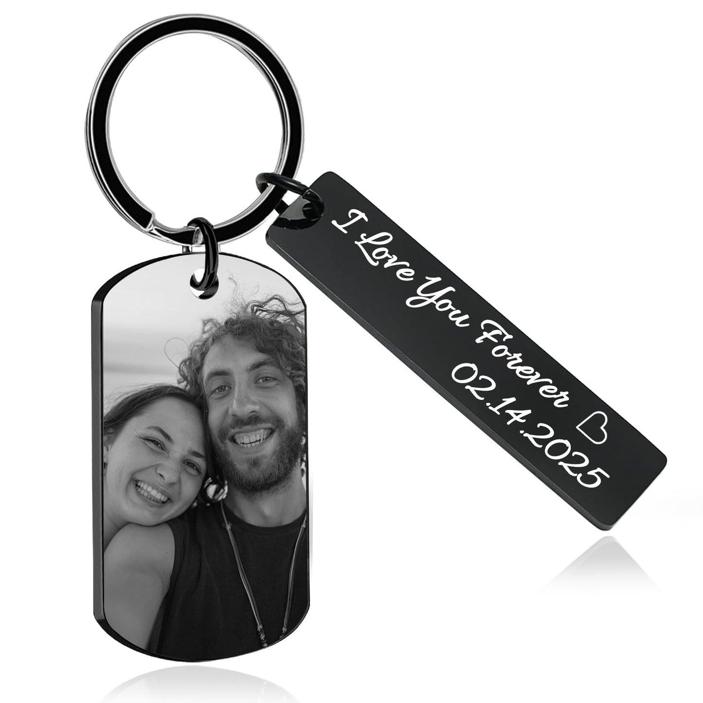 Personalized Picture Keychain - Customized Engraved Keychains with Photo Text, Personalized Gifts for Men Women Lovers