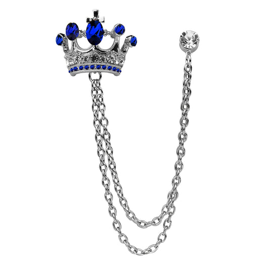 Crystal Crown Hanging Chain Brooch Suit Pin,Vintage Gold Crown Brooch,Suit Stud,Shirt Studs,Lapel Pin Accessories for Men Women