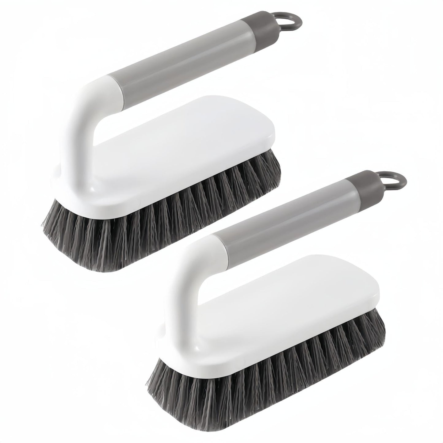 Scrub Brush, Scrubbing Cleaning Brushes, Heavy Duty Cleaning Brushes with Handle, for Shower, Bathroom, Carpet, Kitchen and Bathtub Scrubber, 2 Pack (Grey)