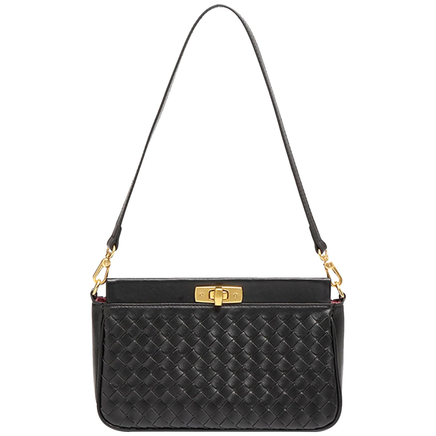 Shoulder Bag for Women Weave Lightweight Tote Bags Vegan Leather Handbags Handmade Cute Bags Sling Purse with Pocket Black