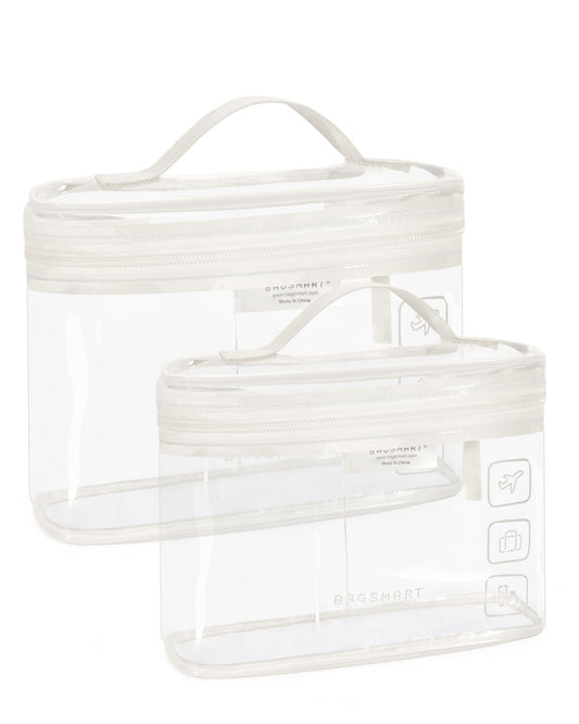 BAGSMART TSA Approved Toiletry Bag, 2 Pack Clear Makeup Cosmetic Bag Organizer, Quart Size Travel Bag for Toiletries, Carry-on Travel Accessories Essentials, Black-2pcs