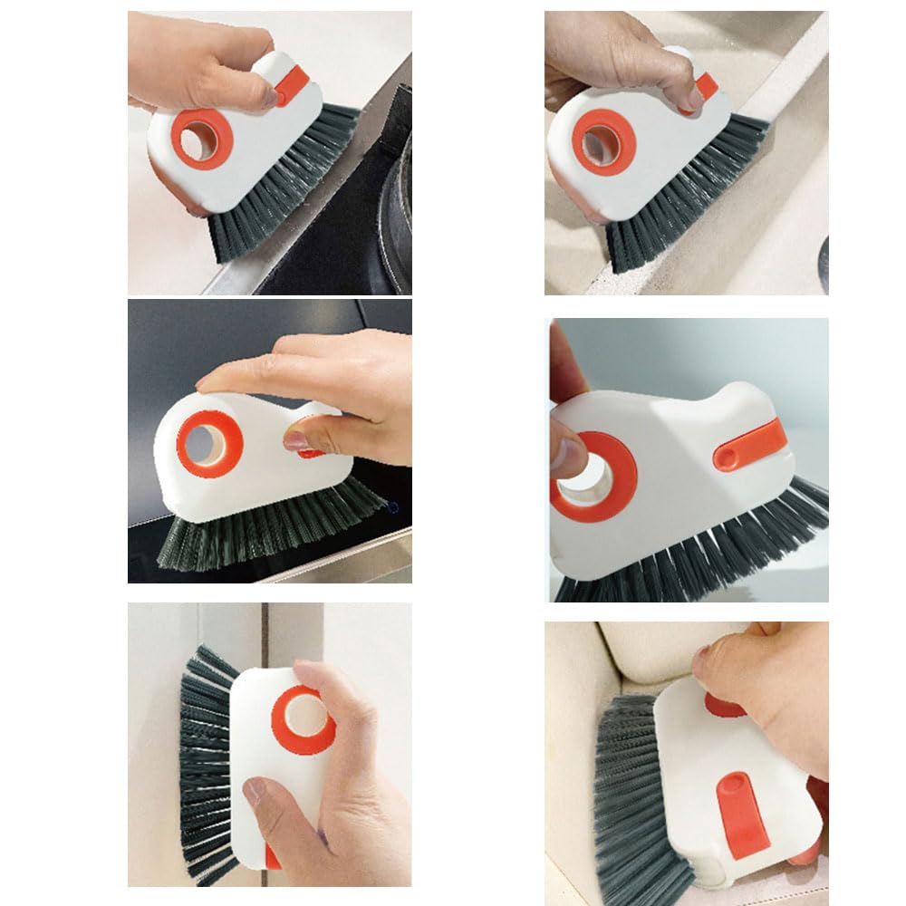 2 in 1 Groove Cleaning Brush Window Track Cleaning Tools, 2026 New Multifunction Hard Bristle Crevice Brush with Scraper for Shutter Door, Sliding Door, Window Sill, Window Seal (Orange)