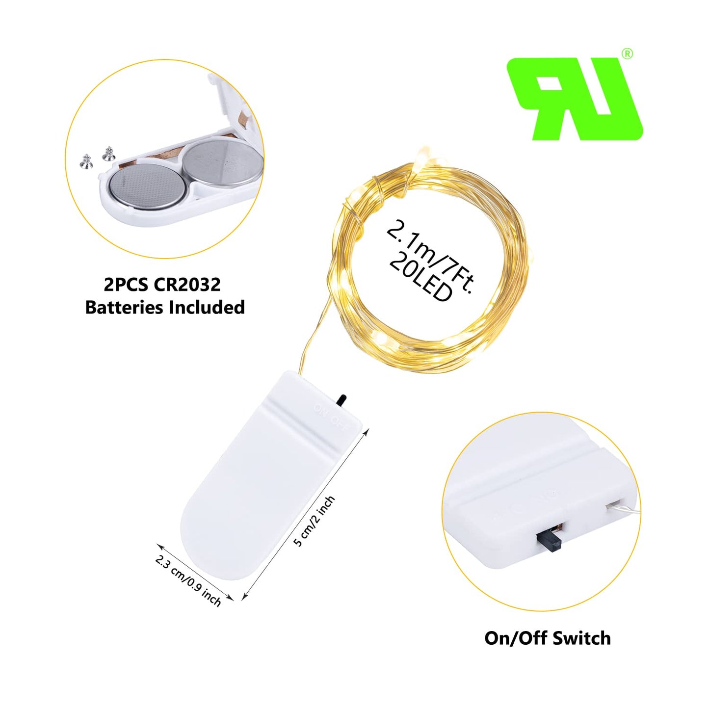 Brightown 24 Pack Fairy Lights Battery Operated String Lights - 7 ft 20 LED Mini String Lights Waterproof Silver Wire Firefly Lights for Vases Mason Jars DIY Crafts Plants Table Centerpieces Wedding