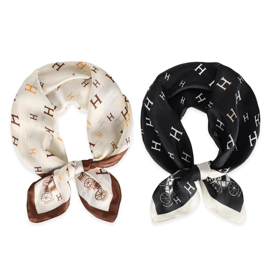 EXTREE Fashion Silky Satin Headscarf for Women Girls: Exquisite Pattern Lightweight Silk Graceful Scarfs 27.5 x 27.5 inches