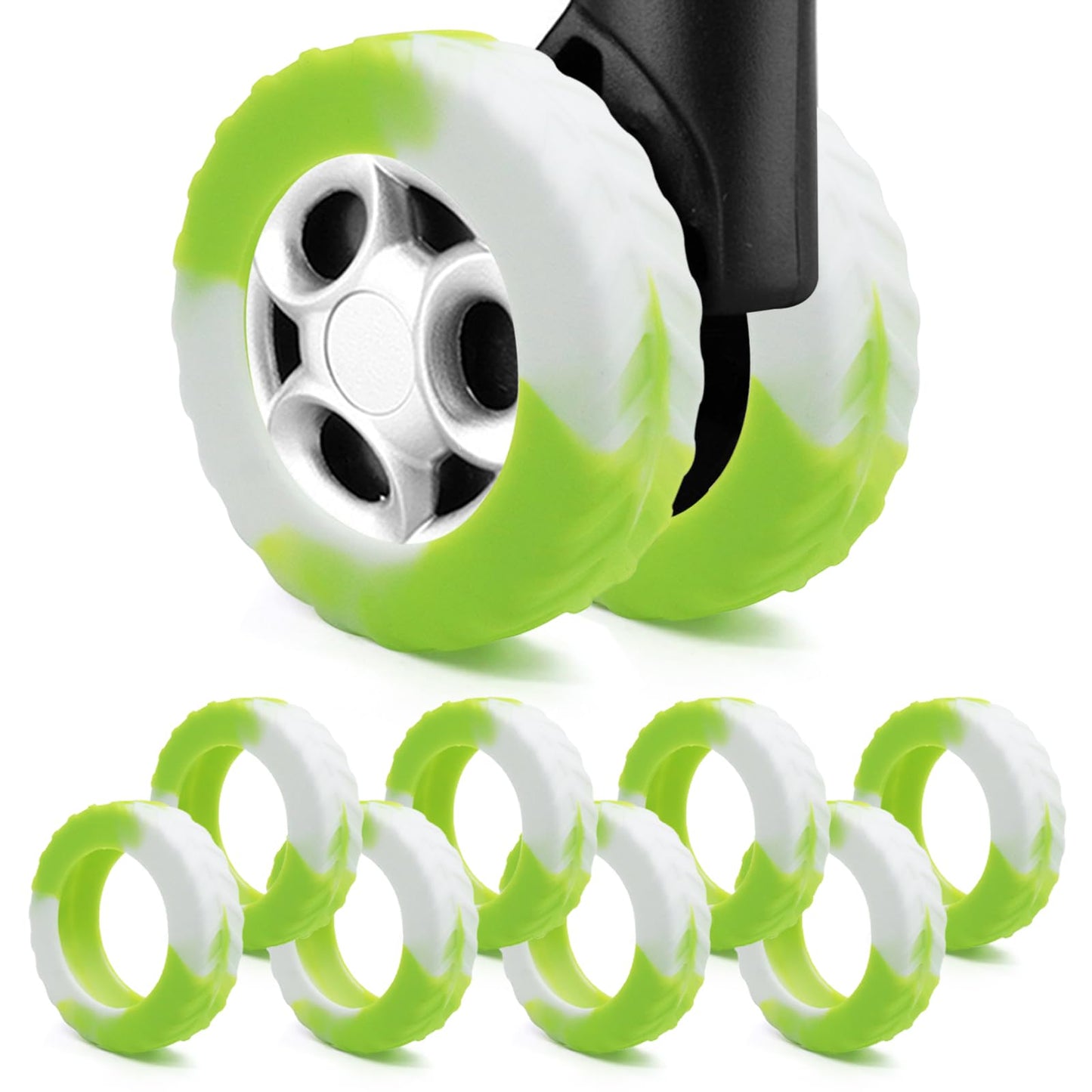 8Pcs Luggage Wheel Covers,Silicone Cover for 2-2.4'' Suitcase Spinner Wheel, Upgrade Carry On Luggage Wheels Protector,Essential Travel Accessories (Gradual Green)