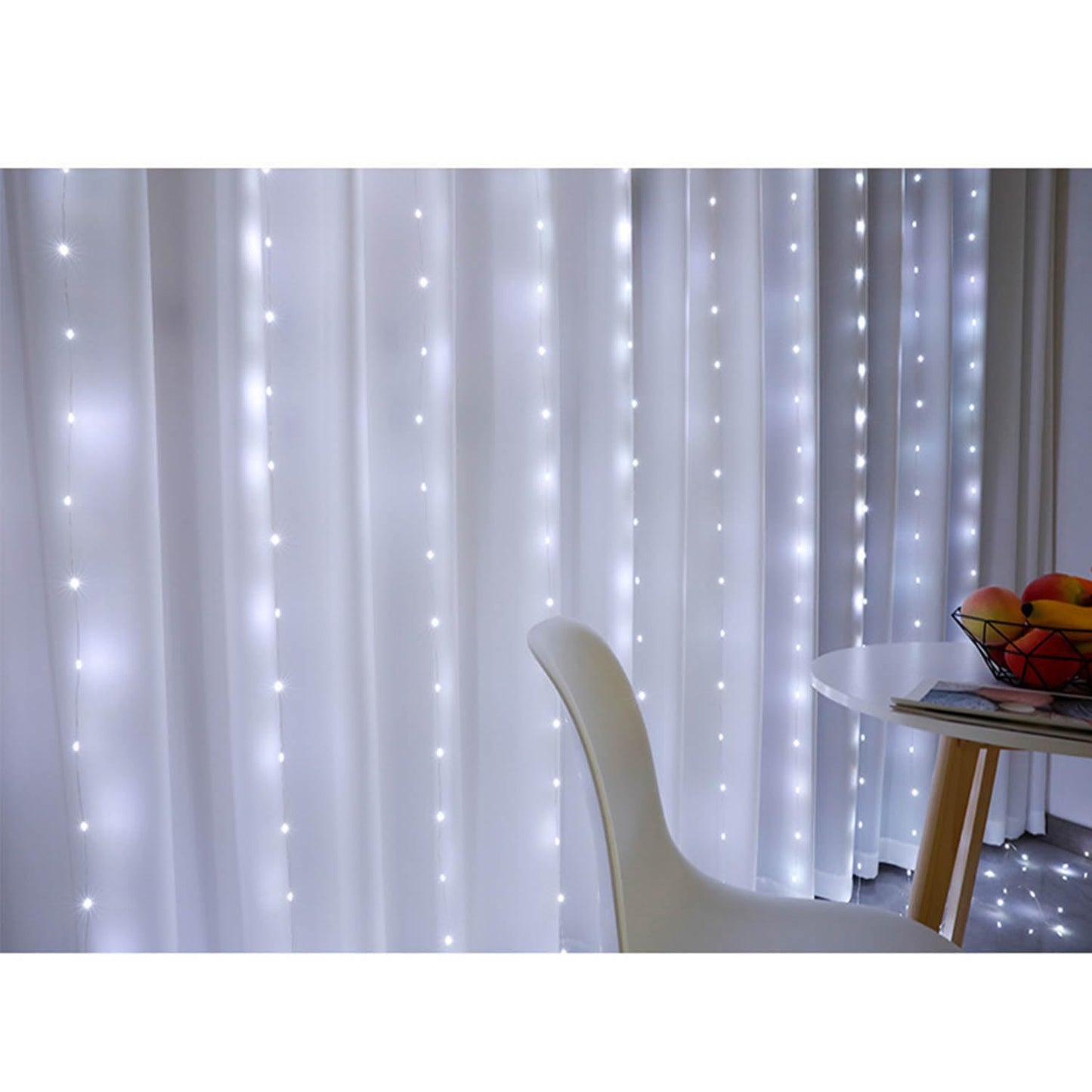 Curtain String Lights, 300 LED Fairy Lights with 8 Light Modes, 9.8x9.8Ft Remote Controlled Plug-in Fairy String Lights for Christmas, Bedroom, Indoor, Outdoor, Weddings, Party Decor (White)