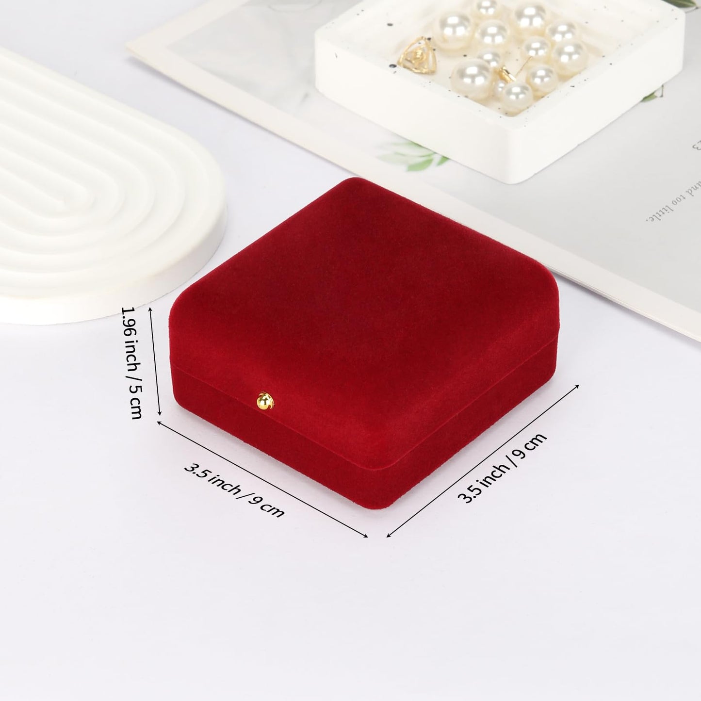 KUKUVR 2 Pieces Velvet Bracelet Necklace Gift Box, Jewelry Bangle Holder Box, Bracelet Necklace Display Storage Case for Women Girl (Red)