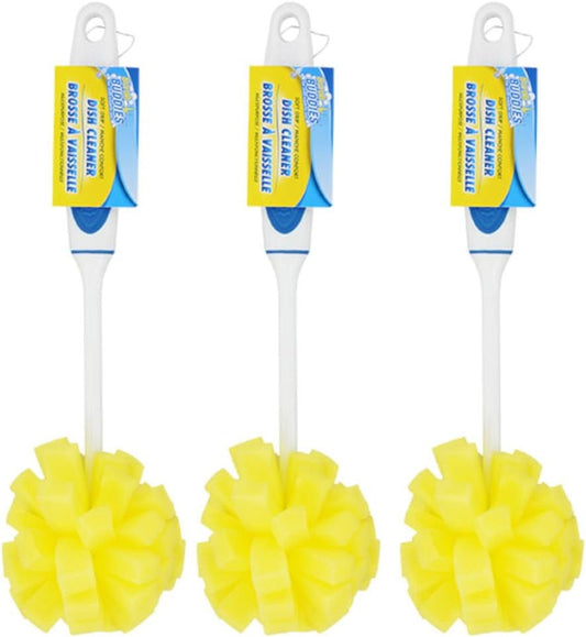 Dishwashing Foam Sponges with Handles Bottle/Glass Scrubbers 3Pack