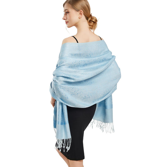 vimate Silky Paisley Pashmina Shawl Scarf-Women's Soft Double-side Jacquard Pashminas Wrap for Evening Dress Travel Shawl