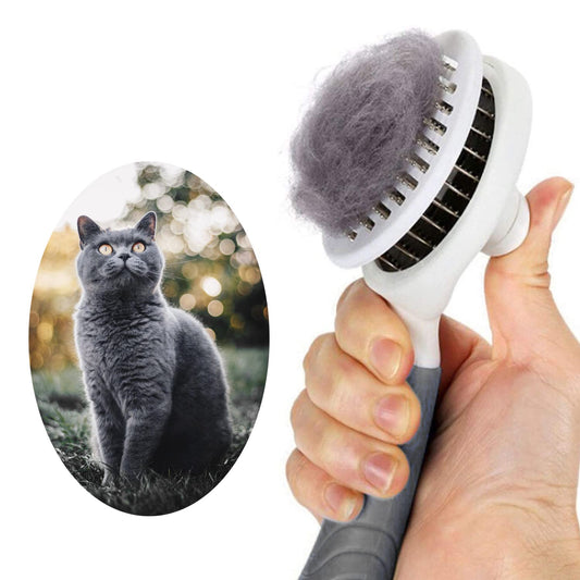Cat Self Cleaning Slicker Brush, Pets Skin Friendly Grooming Brushes for Shedding Dogs Cats Hair Easy to Remove Loose Undercoat with Long or Short Hairs Pet Massage Tool All Hair Type - UPGRADED