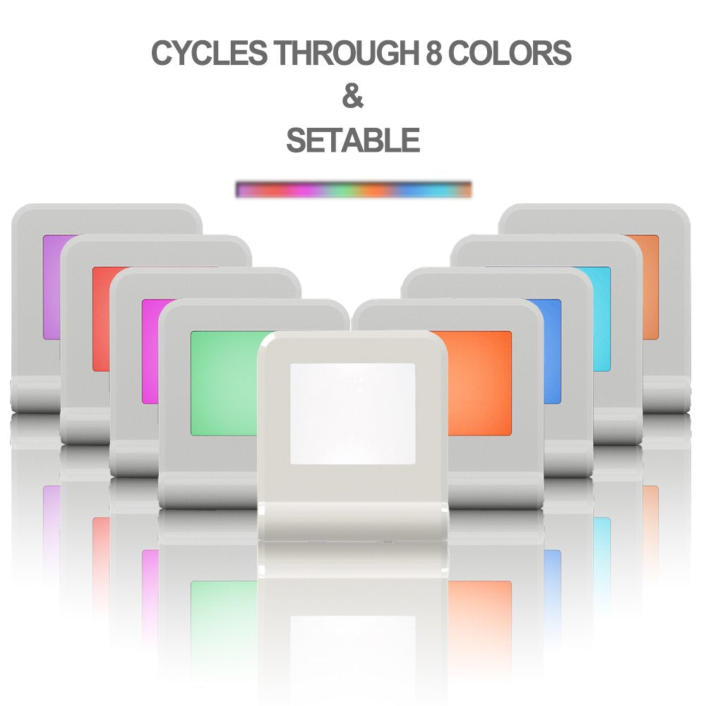 MAZ-TEK Plug in LED Night Light with Smart Dusk to Dawn Sensor, Multi-Color Changeable Nightlights, Energy Efficient Night Lamp for Bedroom, Baby Room, Kitchen, Hallway, Stairway, 2 Pack