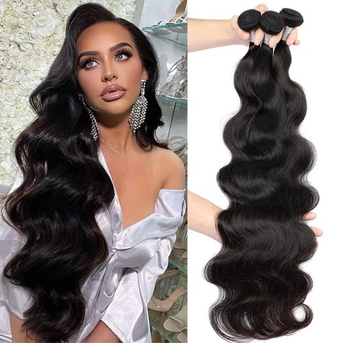 10A Brazilian Body Wave Bundles 32 32 32 Inch Human Hair Bundles 100% Unprocessed Virgin Hair Body Wave 3 Bundles Human Hair Weave Bundles Deals 1B Natural Black