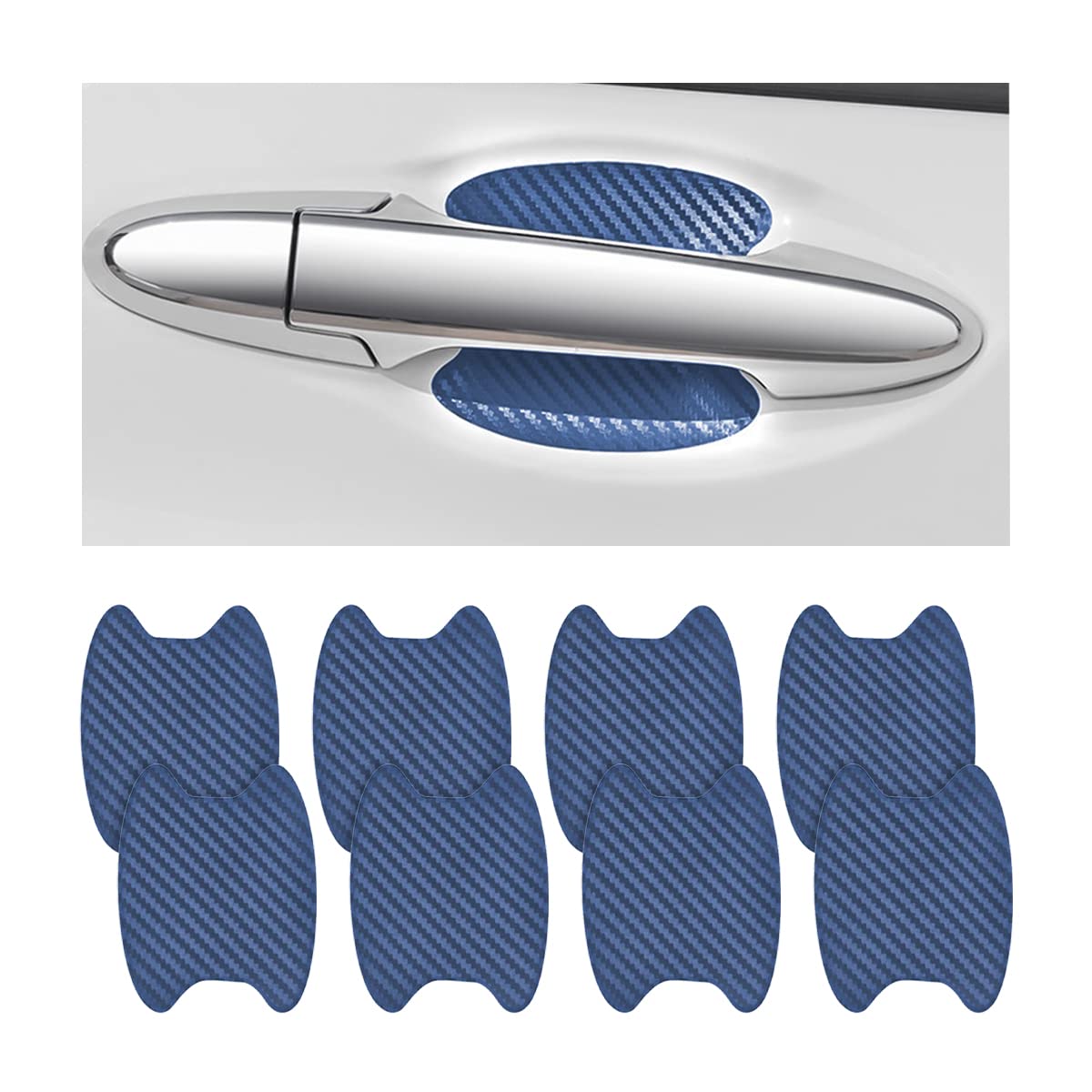 4PCS Sticker, Carbon Fiber Anti-Scratches Car Door Cup Protector, Non-Marking Auto Door Handle Protective Film, Universal for Most Car Handles (Black/4PCS)