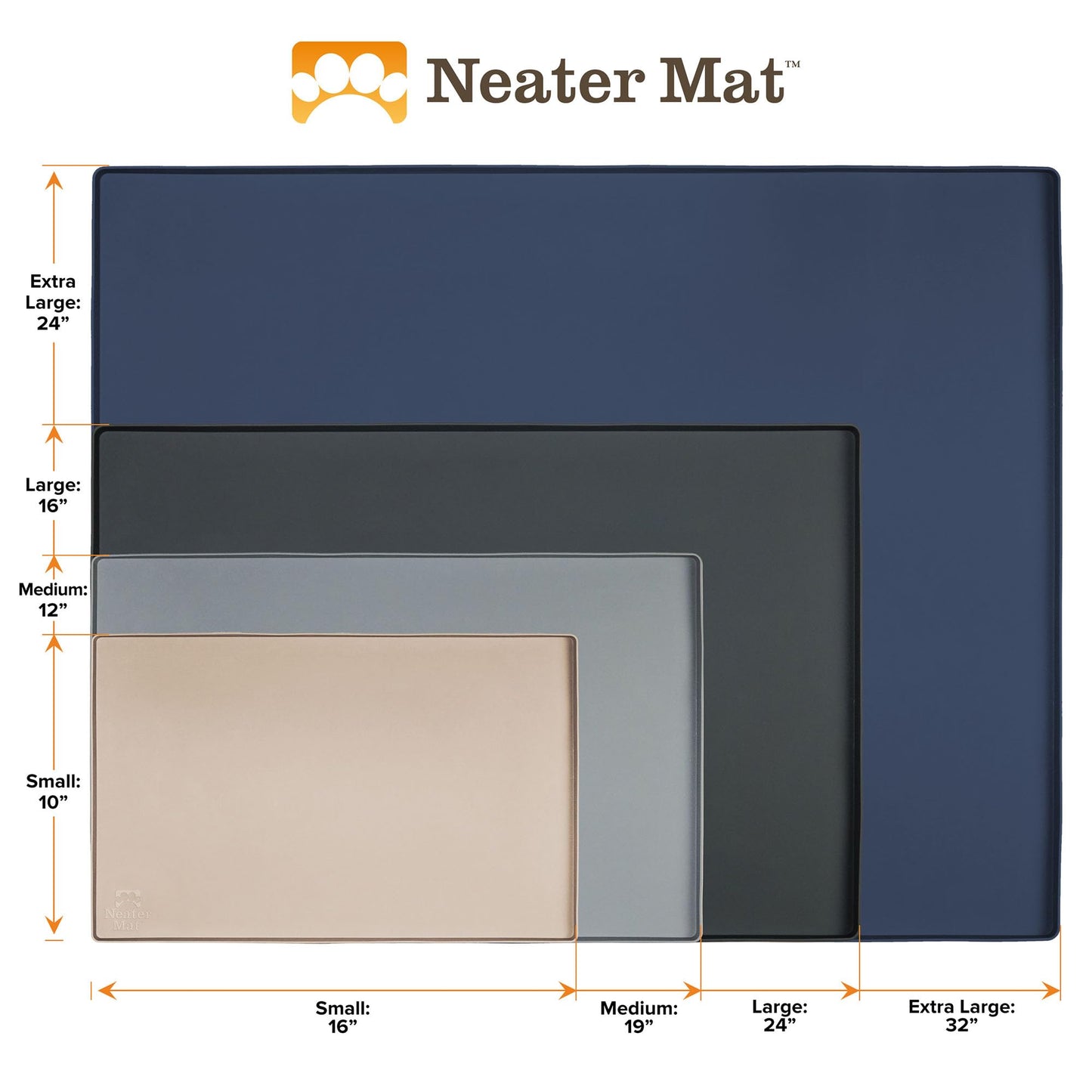 Neater Pet Brands Neater Mat - Waterproof Silicone Pet Bowls Mat - Protect Floors from Food & Water (19" x 12", Gunmetal)