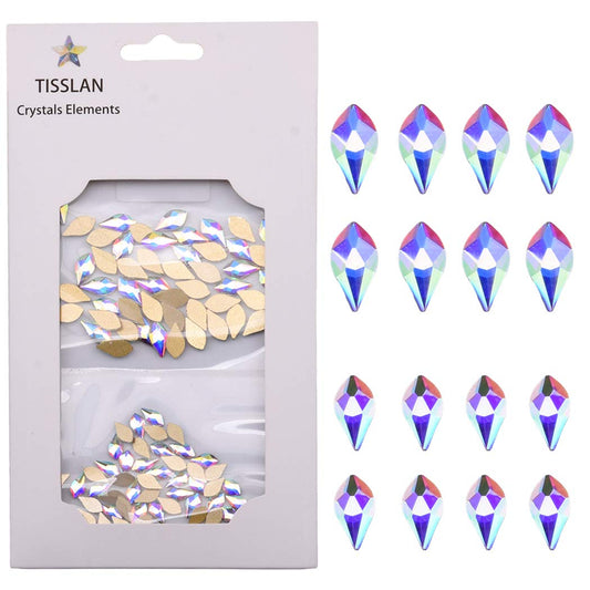 100pcs Mix 3 Sizes 3D Nail Crystal AB Flatback Rhombus Diamond Rhinestone Accessories Craft DIY Supply