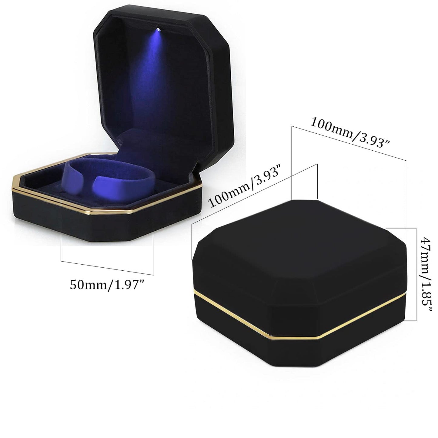 AVESON Luxury Bracelet Box, Velvet Jewelry Box Storage Case Organizer Holder with LED Light, Black