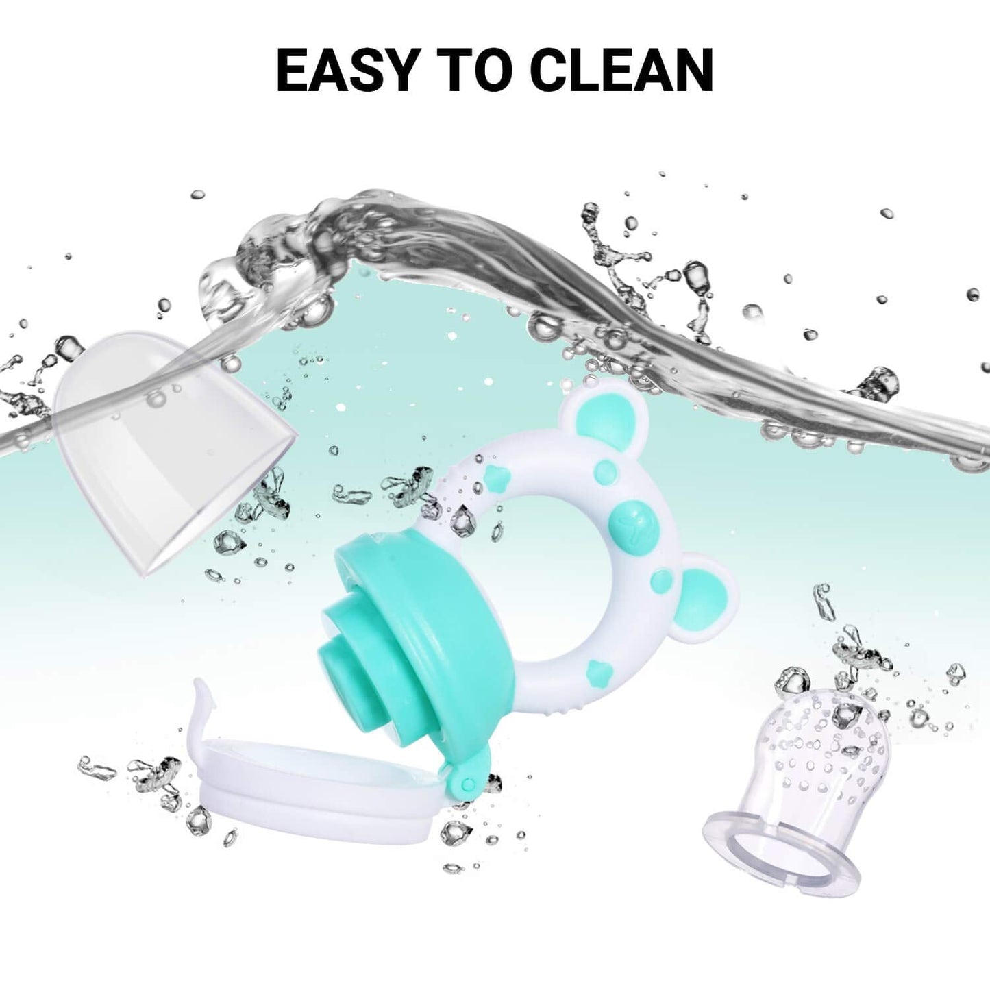 Baby Fruit Food Feeder Pacifier - Fresh Food Feeder, Infant Fruit Teething Teether Toy for 3-24 Months, 6 Pcs Silicone Pouches for Toddlers & Kids & Babies, 2-Pack (Cyan)