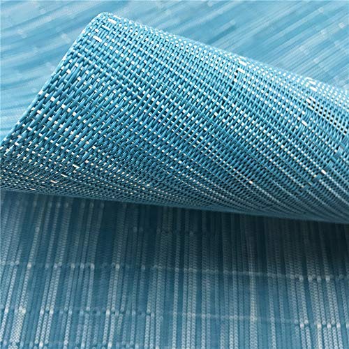 Placemats Set of 6 for Dining Table Heat-Resistant Washable Place Mats Woven Vinyl Kitchen Table Mats Easy to Clean,Blue