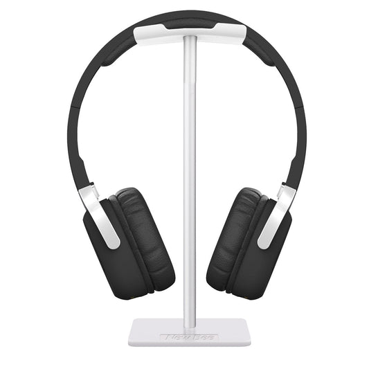 New bee Headphone Stand Headset Holder Earphone Stand with Aluminum Supporting Bar Flexible Headrest ABS Solid Base for All Headphones Size (Black)