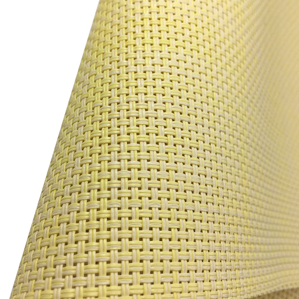 WAZAIGUR Placemats,Easy to Clean Crisscross Woven Vinyl Place Mats Durable Non-Slip Heat Resistant Table Mats,Placemats for Kitchen Table Set of 6,Yellow