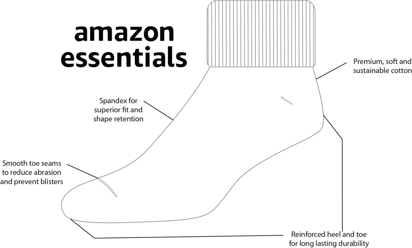 Amazon Essentials Women's Lightweight Turn Cuff Socks, 6 Pairs, Basic Colors, 8-12