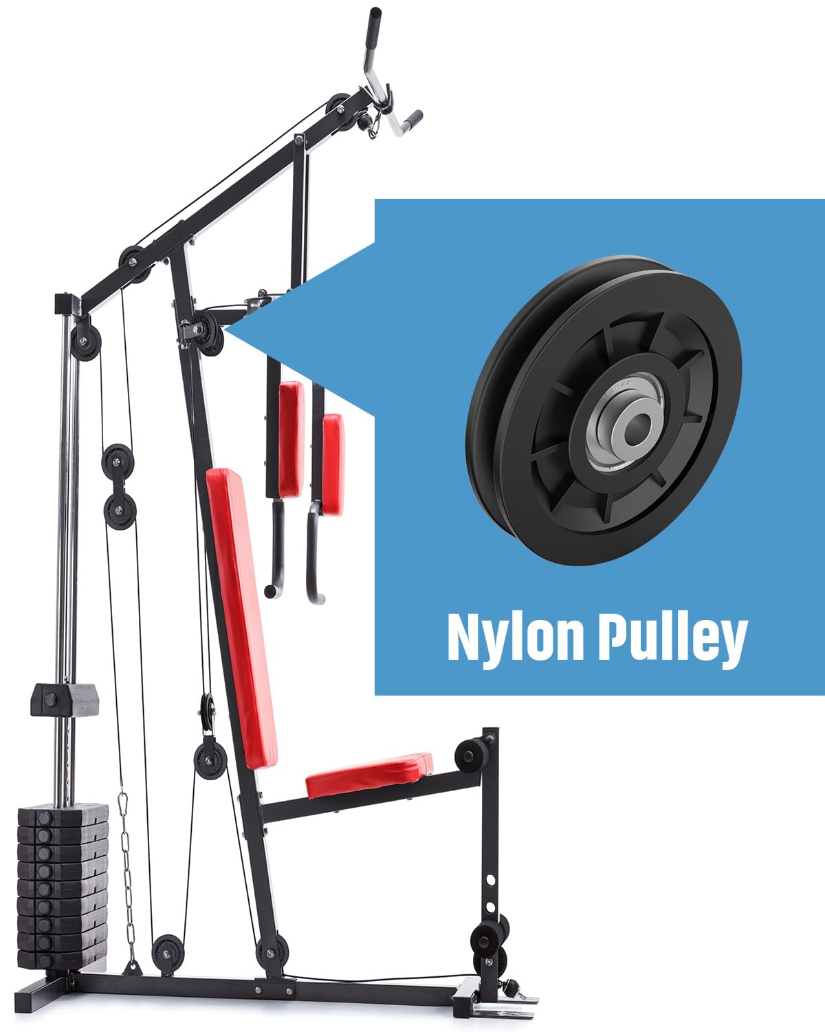 Mixizigoz 90mm/3.5" Universal Nylon Bearing Pulley-Wheel Replace for Home Gym Equipment Part Cable Machine, Wearproof Abration Bearing Wheel, Gym Equipment and Garage Door Pulley System