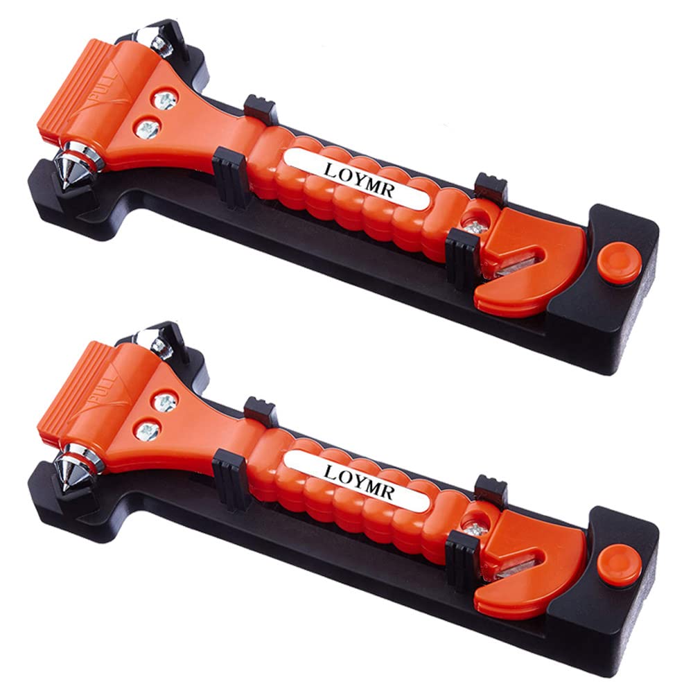 4 PCS Car Safety Hammer,with Car Window Glass Hammer Breaker and Safety Seat Belt Cutter 2-in-1 Emergency Escape Tool, Survival Kit Red