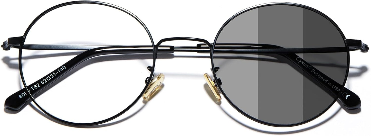 Cyxus Round Blue Light Glasses for Men Women Wire Frame UV Blocking Computer Glasses Clear Lens Metal Ultralight Eyewear