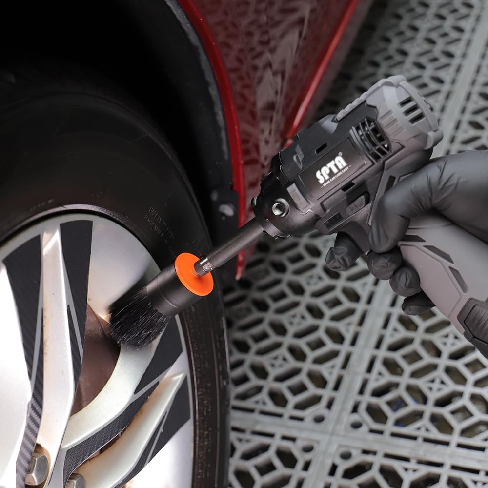 SPTA 5Pcs Car Detail Drill Brush Attachment Head Set for Cleaning Interior or Exterior, Used on Electric Drill, Electric Driver