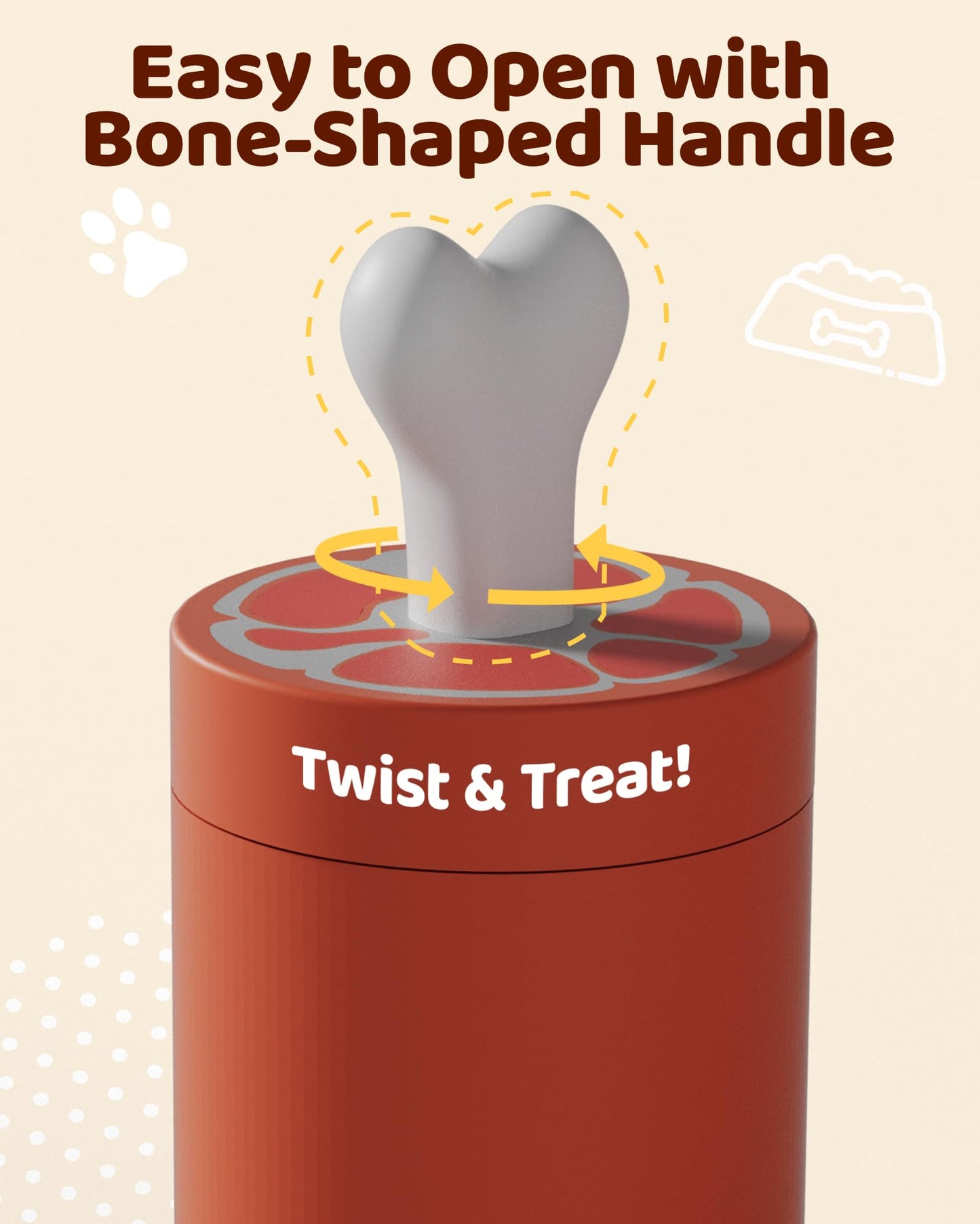 HHGFCLTRS Dog Treat Storage Container Dog Treat Jar - 4.3" Round x 10.2" Tall Airtight Pet Treat Storage Containers Dog Treat Containers Dog Treat Bin Bone Shape