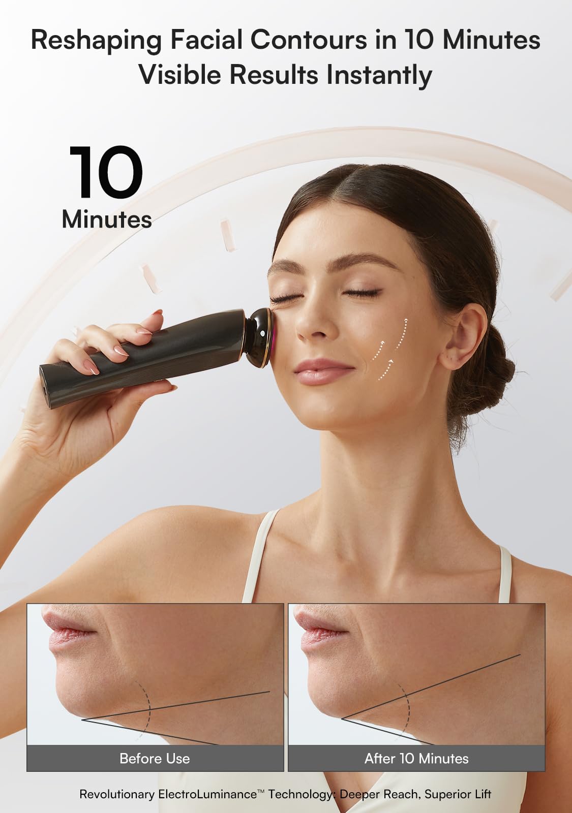 INIA 3-in-1 Red Light Therapy for Face and Neck, Skin Tightening Device True Beauty Glow Facial Massager for Skin Care, Effective Wrinkle Reduction Anti-Aging with Lifting, Tightening, Infusing