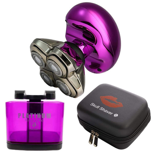 Skull Shaver Butterfly Kiss Shaver Purple Along with Platinum Rinse Stand Purple and Butterfly Kiss Travel Case(Black), Best Gifting Combo