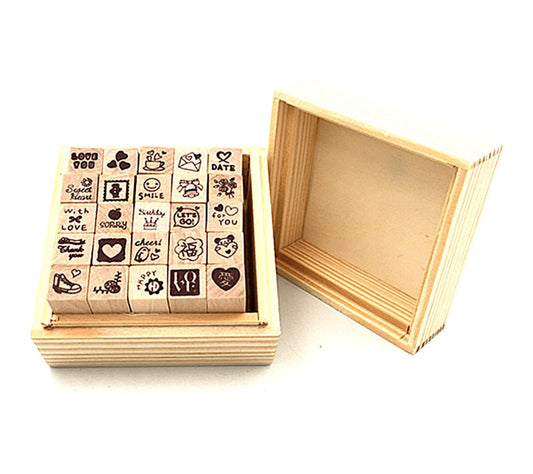 Alphabet Stamps Set,Vintage Wooden Rubber A-Z Letters and Numbers Diary Stamp Kit for Children DIY Scrapbooking Planner Card Making(36pcs)