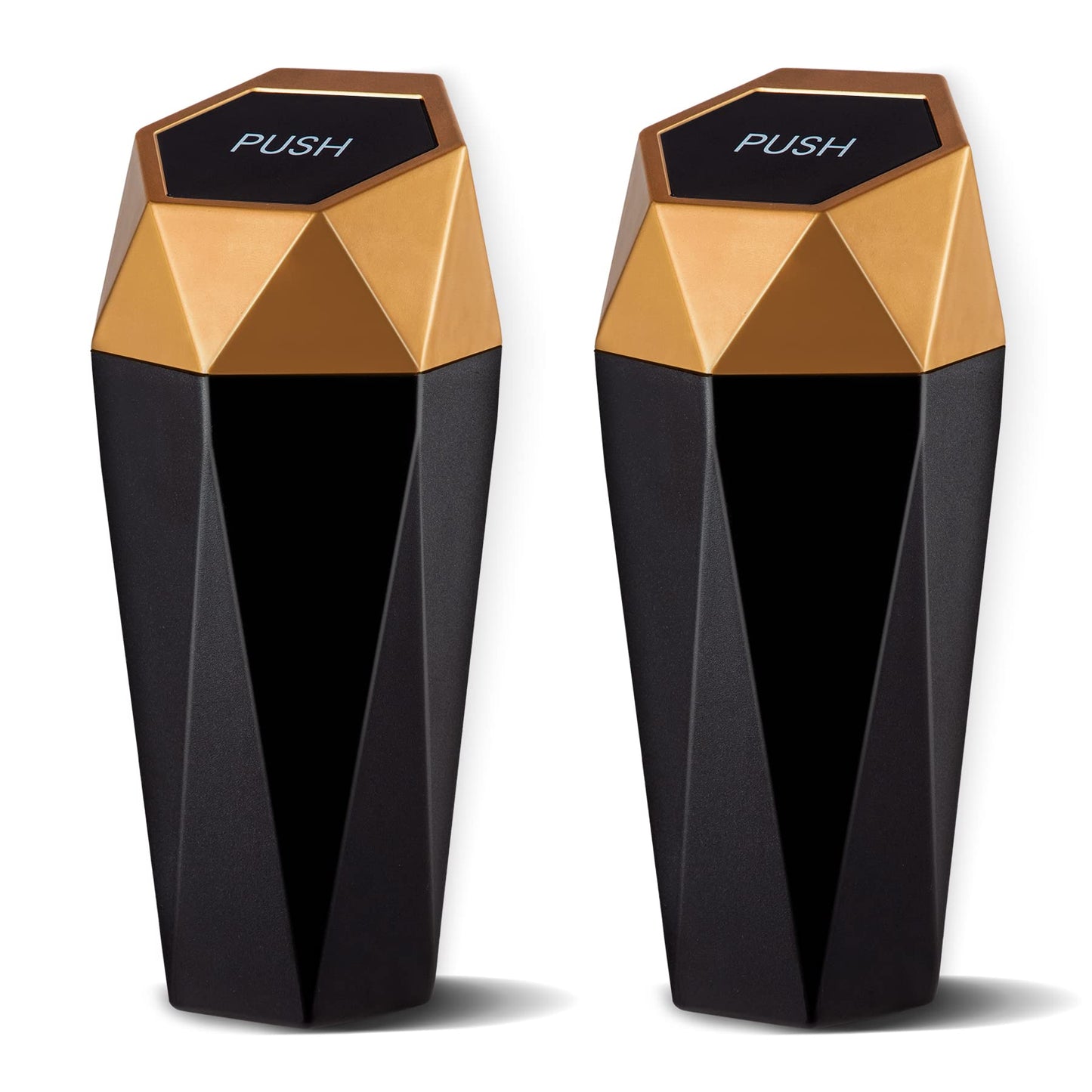 JUSTTOP Car Trash Can with Lid, Diamond Design Small Automatic Portable Trash Can, Easy to Clean, Used in Car Home Office (Black)