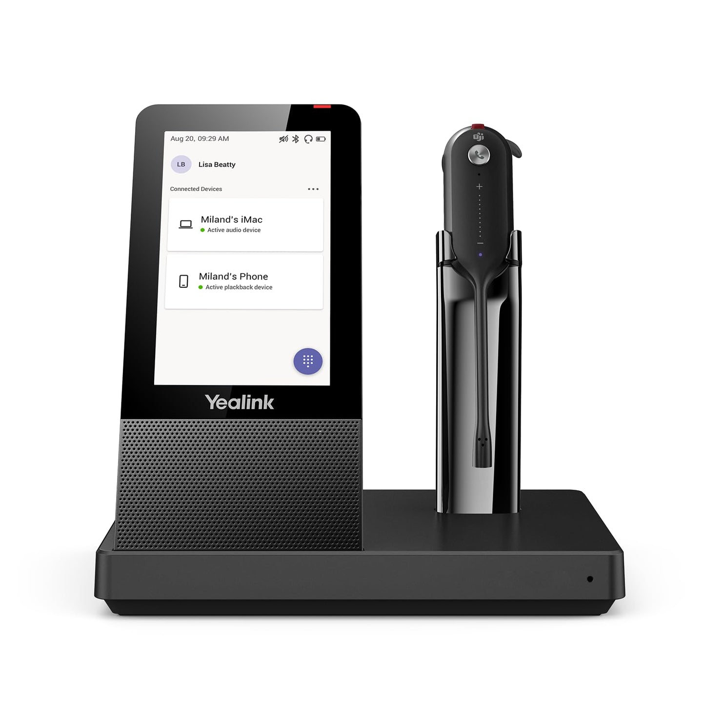 Yealink WH67 Wireless DECT Headset Upgrade,Teams Certified,Compatible with Desk Phone, PC, Mobile Phone, Office Single Ear (Mono) Bluetooth Headset, Noise Cancelling Mic,394ft Range,8H Talk Time