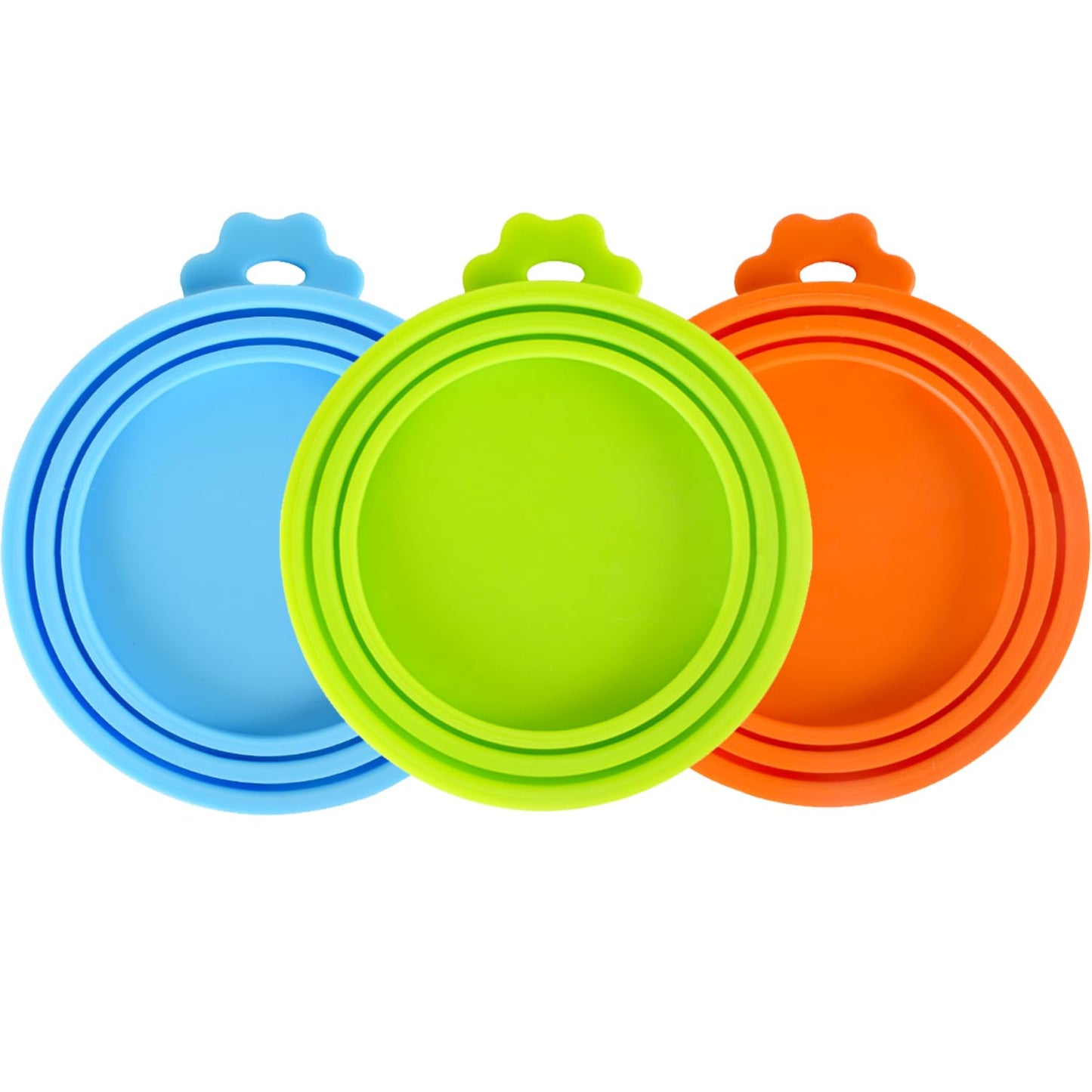 SHENGQIDZ 3 Pack Pet Food Can Covers Universal Can Lids Safe/Silicone Dog&Cat Food Can Lid Covers (green+blue+orange)