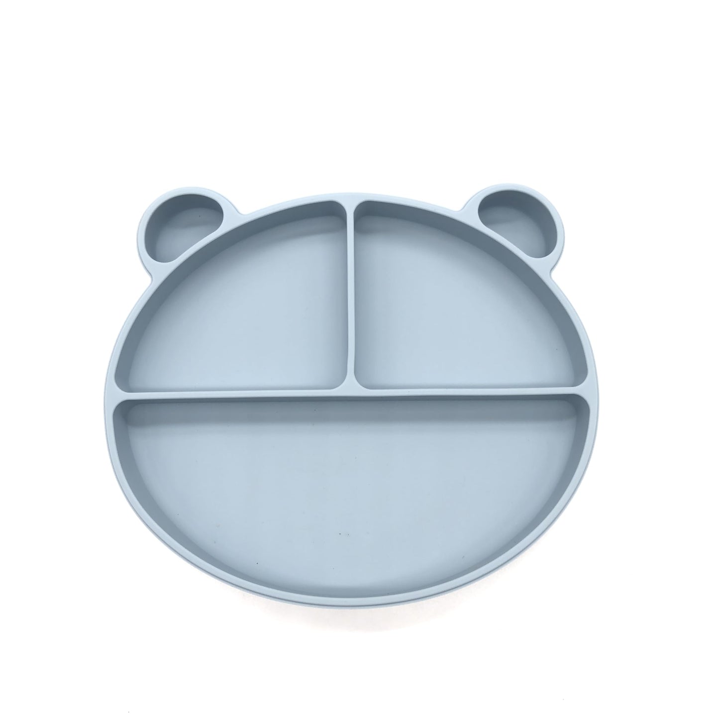 Silicone Baby Feeding Set, Toddler/Baby Feeding Set With Divided Suction Plate Bowl Spoons Forks Sippy Cup Adjustable Bib Non Slip Mat, Baby Eating Utensils, Bear Shape, 7-Piece, (Blue)