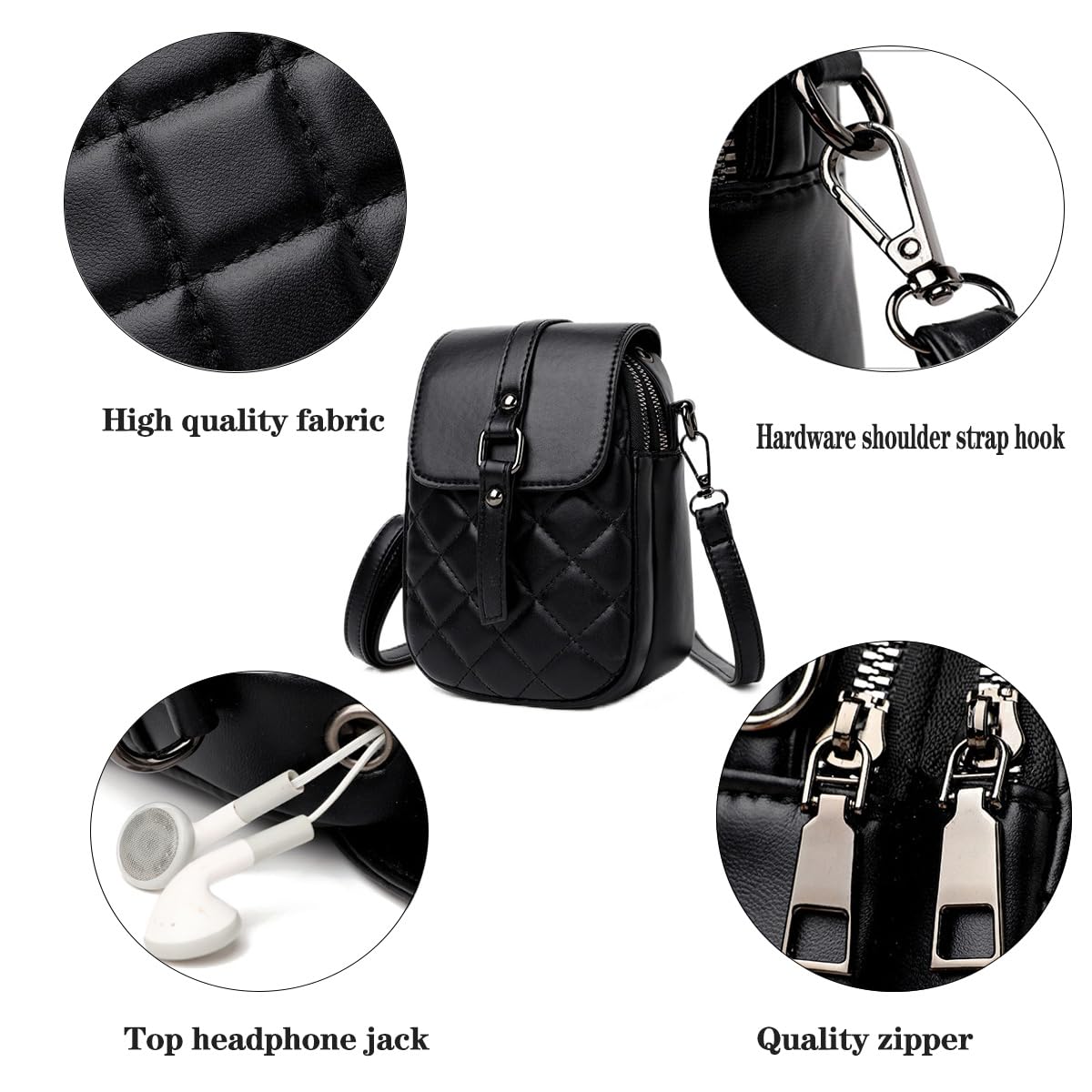 Cross-body bags for women Womens Purses Phone Purse Minimalist Purses Ladies BagSingle-shoulder Crossbody Handbag ((Black)