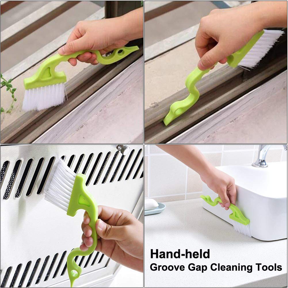 Window Track Cleaning Brush Kit - 5 Pack Multifunctional Handheld Crevice Brush for Blinds, Sliding Doors, Tile Grout, Bottles & Shutters