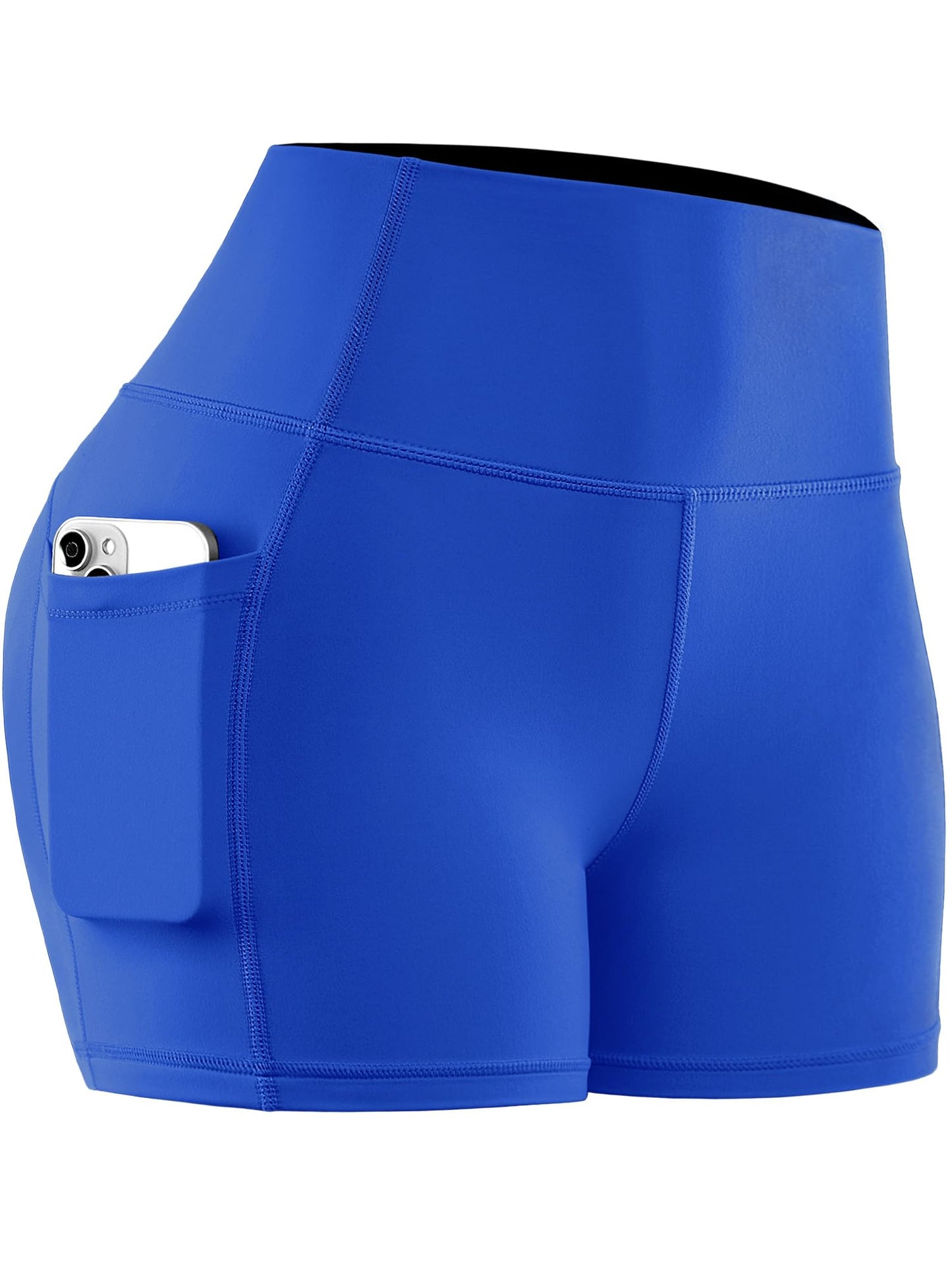 CADMUS Women's 3" High Waist Workout Shorts Yoga Running Volleyball Gym with Pockets for Summer, Blue, S