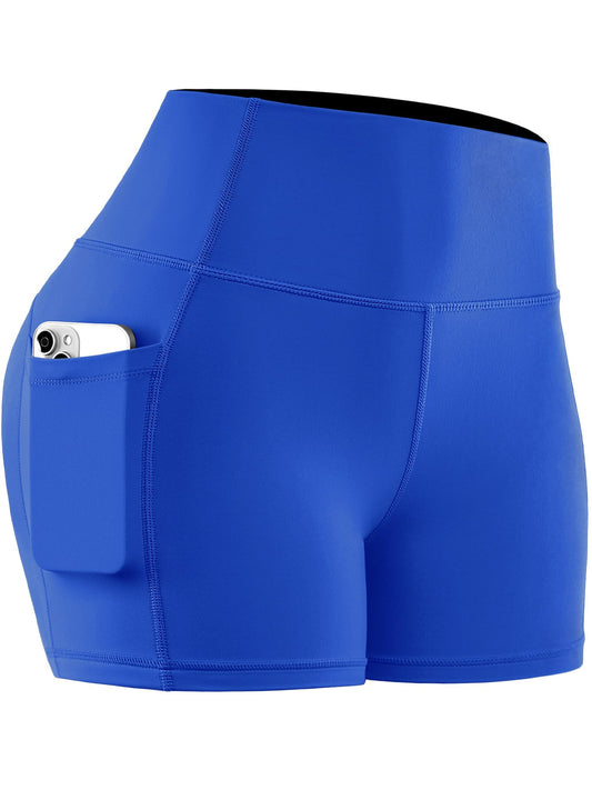 CADMUS Women's 3" High Waist Workout Shorts Yoga Running Volleyball Gym with Pockets for Summer, Blue, S
