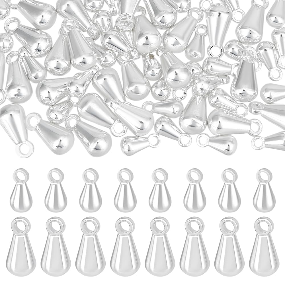 Beebeecraft 1 Box 80Pcs Teardrop Charms Dangle End Beads Extender Chain Drop Water Charms for Jewelry Making Findings